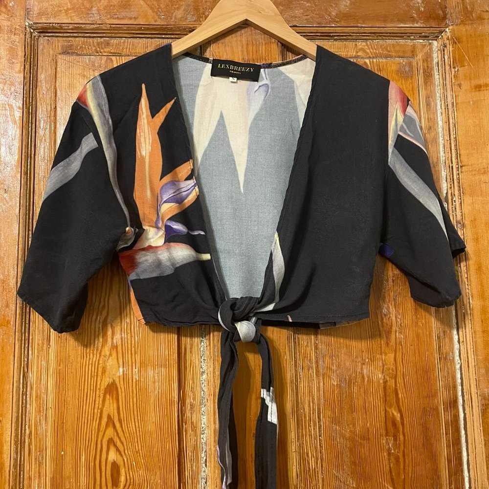 Tie-front crop top aloha wear by lexbreezy (size S)